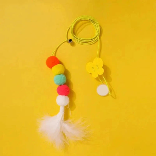 Feather Ball Caterpillar Cat Toy, Pet Self Hi Toy, Hanging Retractable