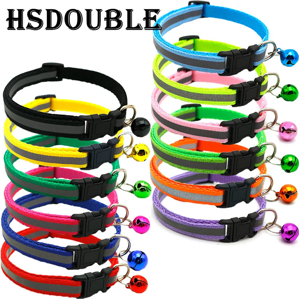 2Pcs/Pack 12 Colors Reflective Adjustable Cats And Small Dogs Collars