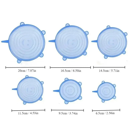 6pcs Reusable Silicone Stretch Lids For Food Bowls - Multifunctional