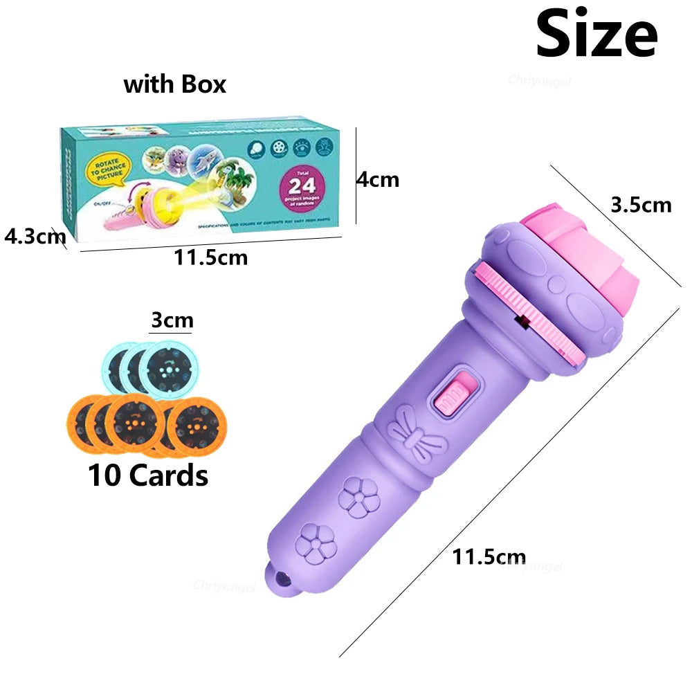 10 Cards Cartoon Projection Flashlight 80 Patterns Creative Children
