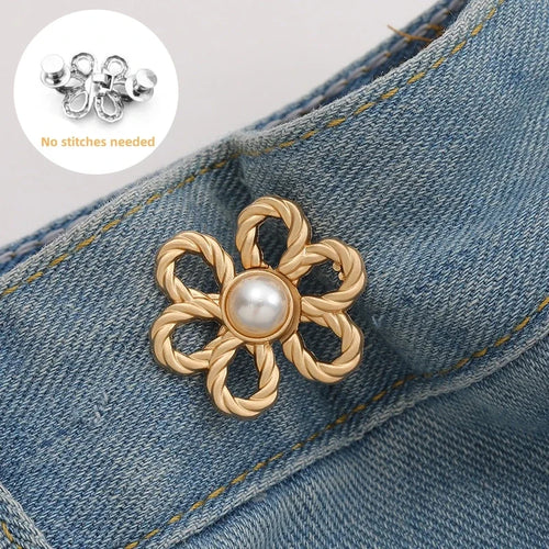 2pairs Waist Metal Flower Adjustable Tighten Invisibility Decoration