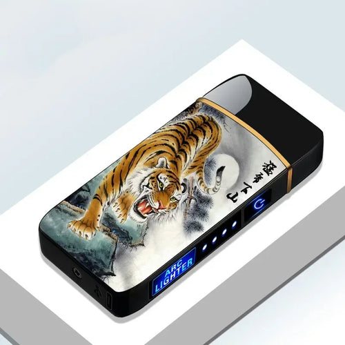 2024 New Windproof Electric Metal Lighter Double Arc Flameless Plasma