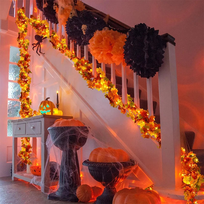 Artificial Maple Leaf Vines Silk Fall Foliage Garland for Home Wedding