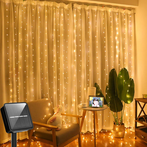 Solar Curtain Light LED Outdoor Waterproof 300leds Garland Decoration