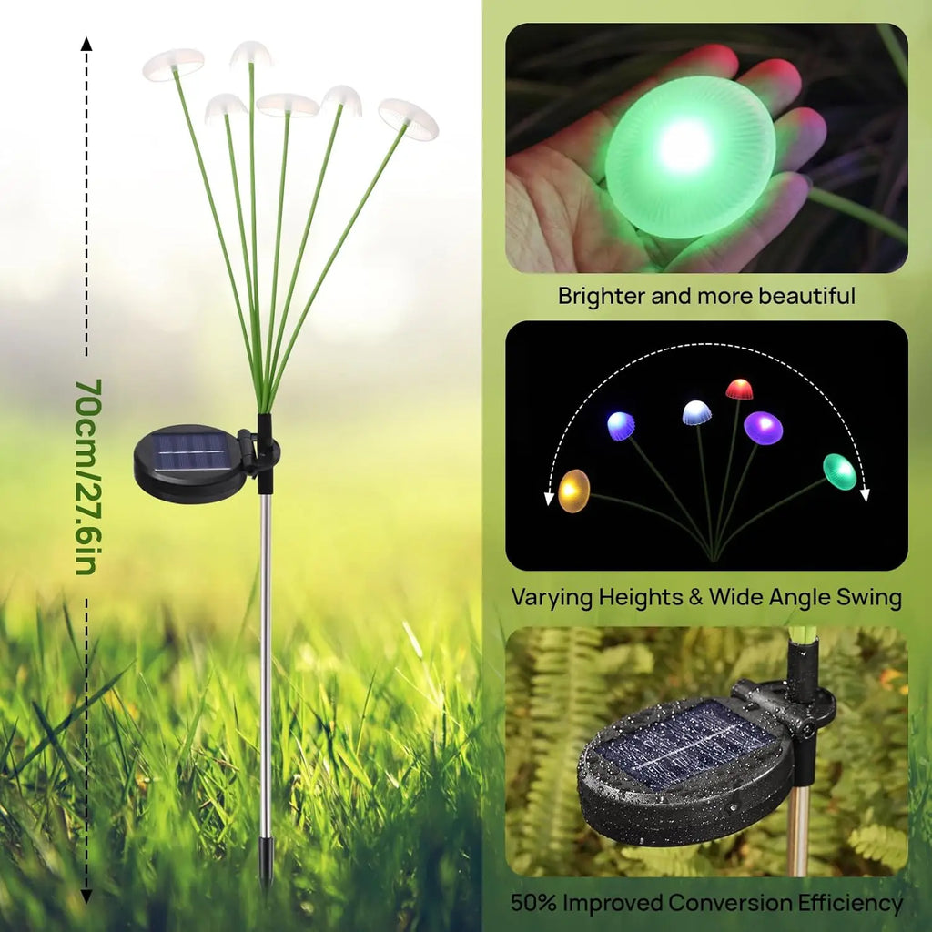 Solar Garden Lights Dual Mode LED Solar Mushroom Lights Waterproof