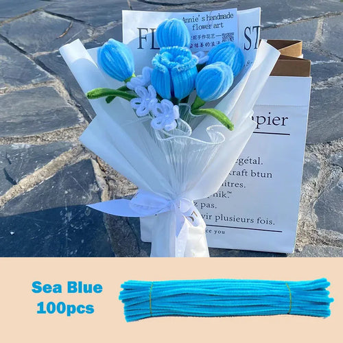 100pcs Colorful Chenille Stems Pipe Cleaners Plush Tinsel Stem Wired