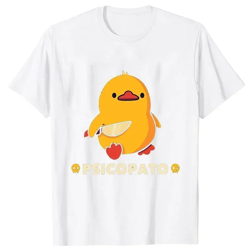 Top Women Summer Top Girl Clothing Duck with Knife Funny Clothes
