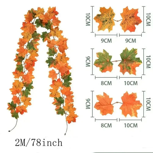 Artificial Maple Leaf Vines Silk Fall Foliage Garland for Home Wedding