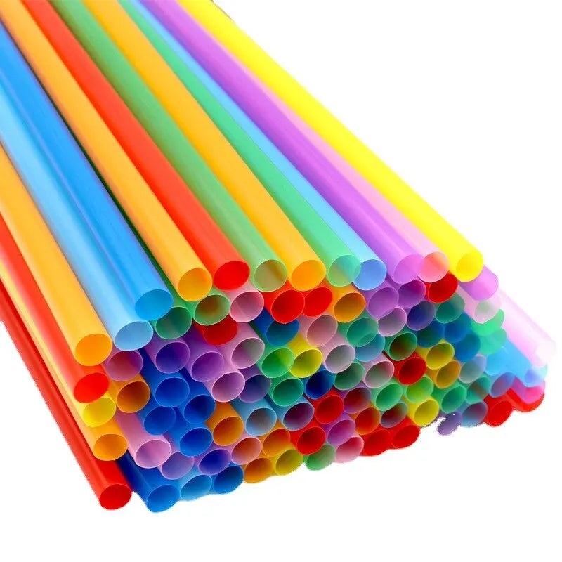100PCS Disposable Plastic Straws Colorful Party Event Drinking Straws