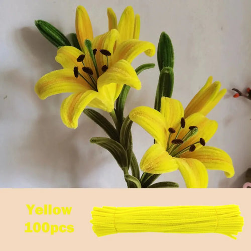 100pcs Colorful Chenille Stems Pipe Cleaners Plush Tinsel Stem Wired
