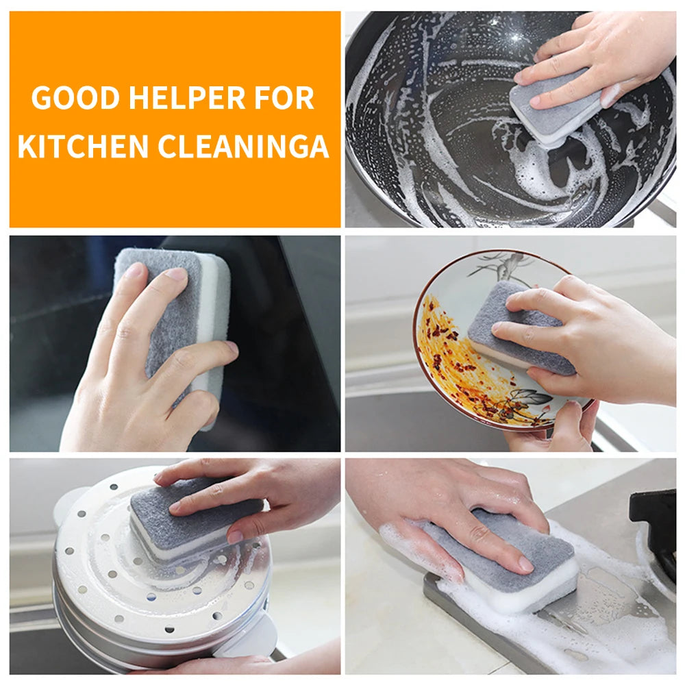 5/10PCS Double-Sided Household Scouring Pad Kitchen Dishwashing Sponge