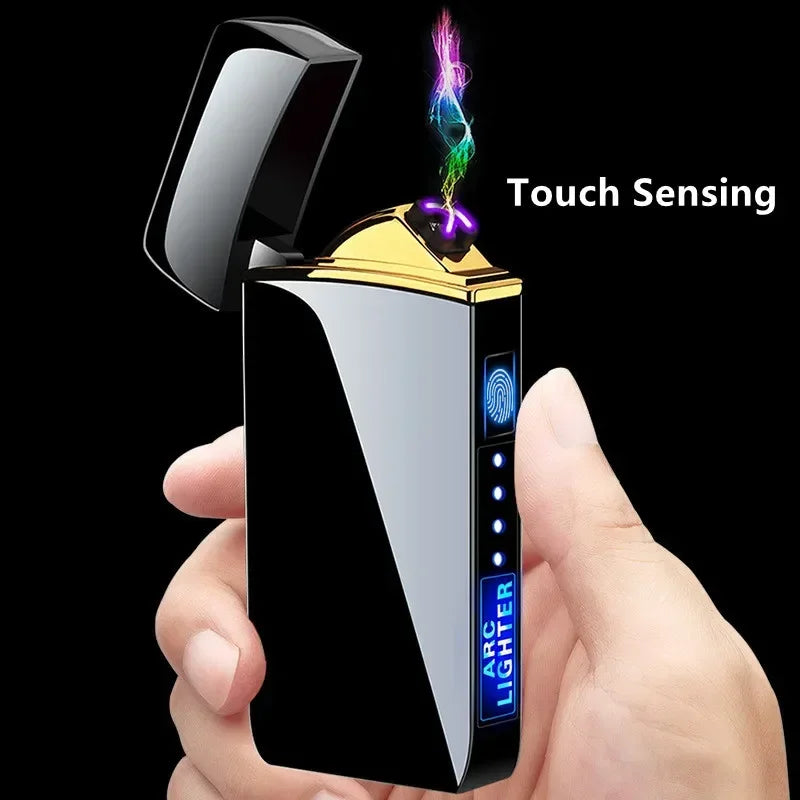 2024 New Windproof Electric Metal Lighter Double Arc Flameless Plasma