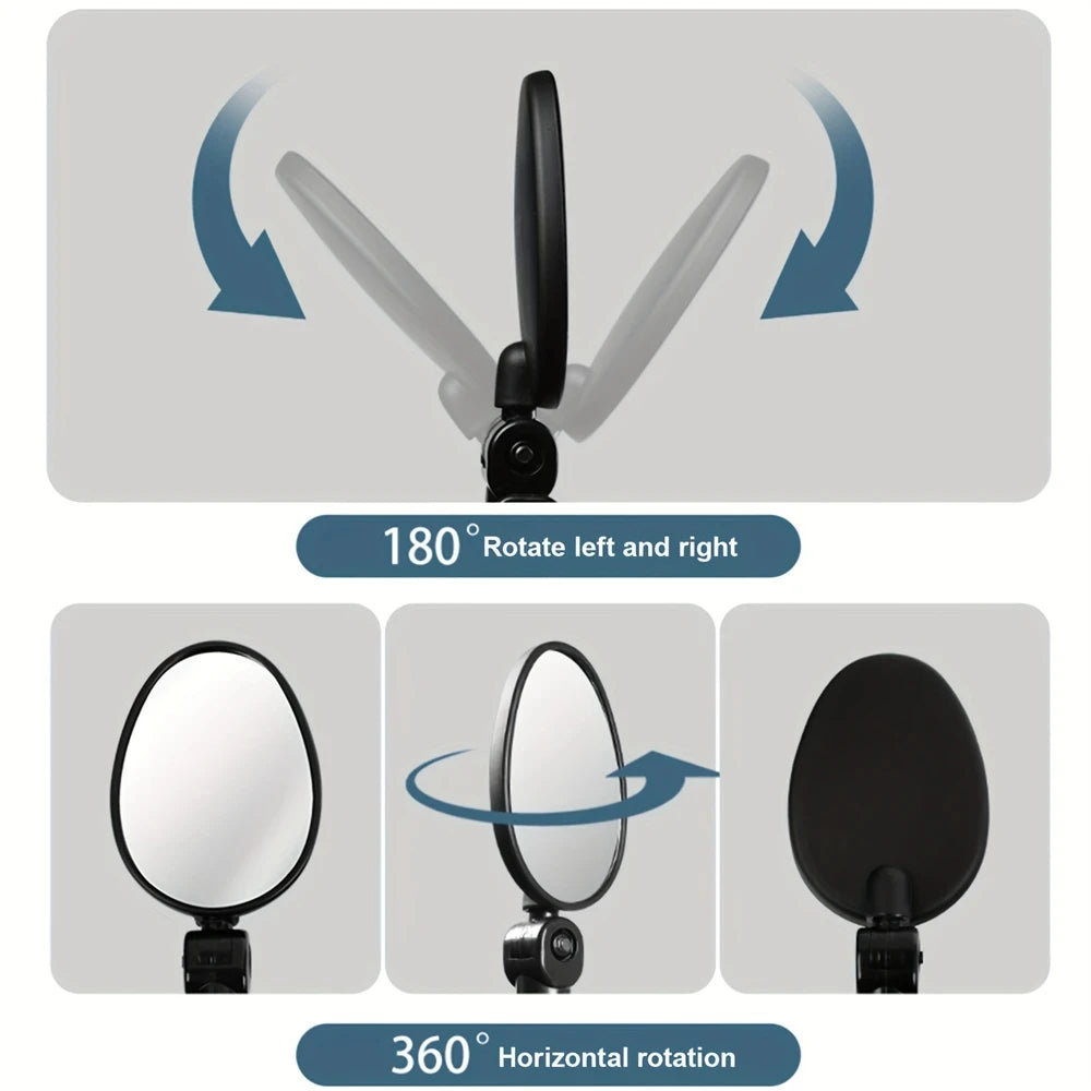 2PCS Bicycle Rearview Mirror 360 Degree Adjustable Rotatable Universal