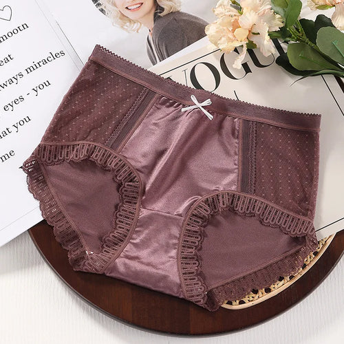 Mid Waist Sexy Lace Women's Panties Comfortable Thin Underwear Briefs