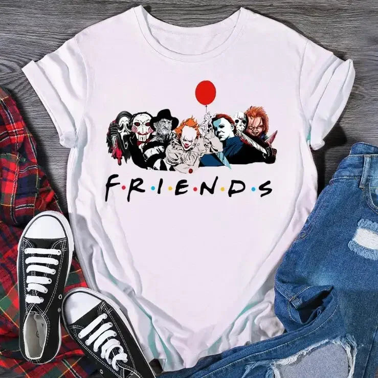 Friends T Shirt Best Stephen King Horror Characters Printed Cartoon