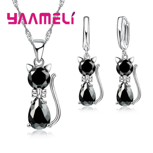 Real 925 Sterling Silver Color Jewelry Sets for Woman Girls Shining