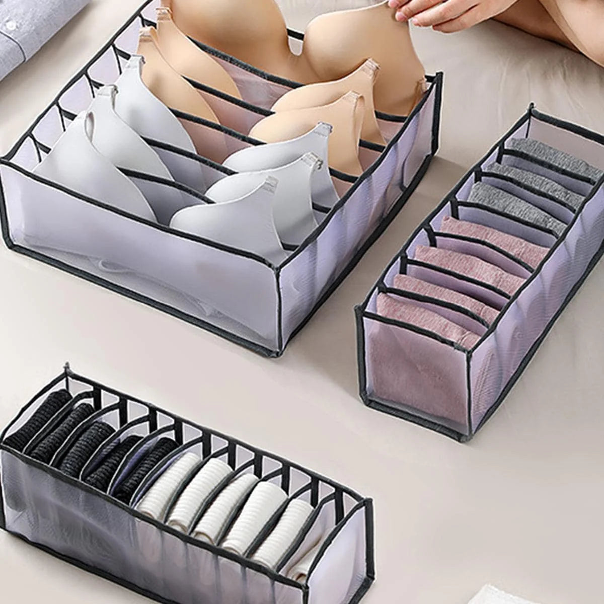 1PC- Closet Organizer for Socks Home Separated Underwear Storage Box