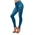 European American High Elasticity Denim Printed Leggings Women's High