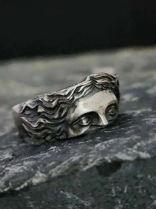 Rings For Men Creative Venus Mask Ring, Retro Thai Silver Relief With