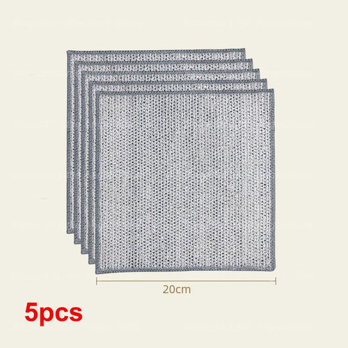 20/5pcs Thickened Steel Wire Cleaning Cloth Non-Scratch Double-layer