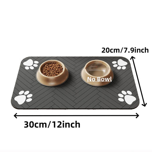 Pet Feeding Mat-Absorbent Pet Placemat for Food and Water Bowl, with