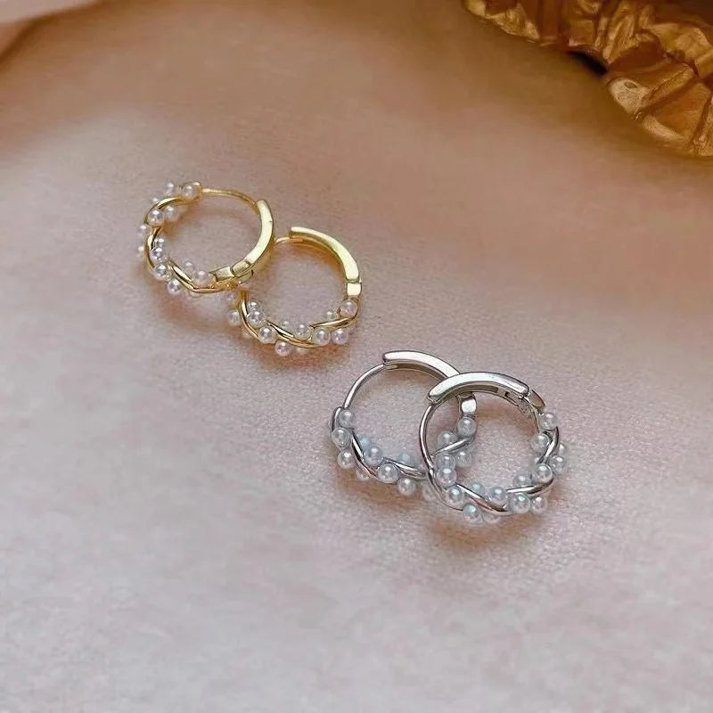 ZAKOL French Imitation Pearl Hoop Earring Small Round Circel Earrings