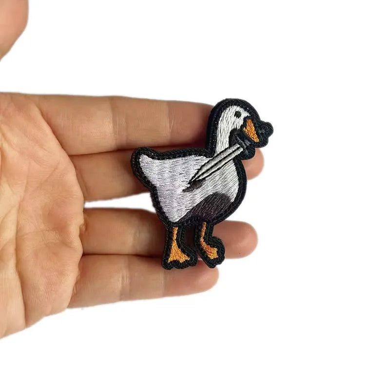 Animal With Knife Fabric Applique Embroidery Hook and Loop Patch,Peace