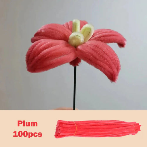 100pcs Colorful Chenille Stems Pipe Cleaners Plush Tinsel Stem Wired