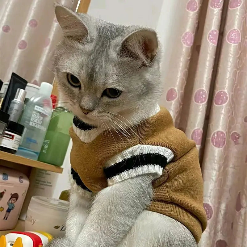 Pet Solid Costume  Cat Clothes Autumn Winter Jacket Christmas Sweater