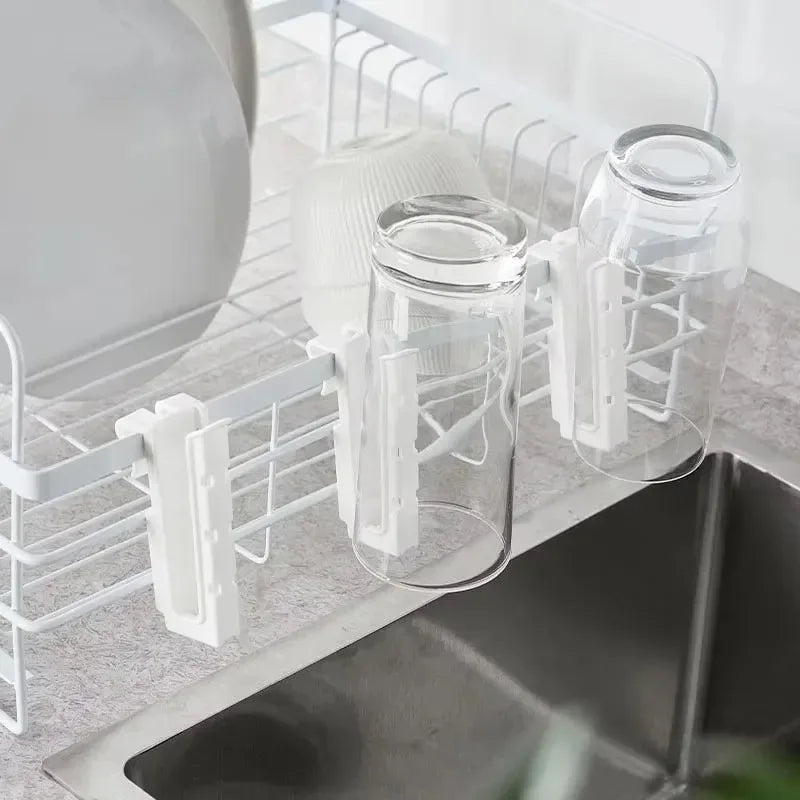 Cup Holder Sink Dish Rack Adjustable Length Plastic Kitchen Organizer