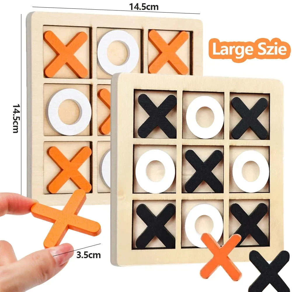 Wooden XO Tic Tac Toe Game Mini Chess Board Interaction Puzzle