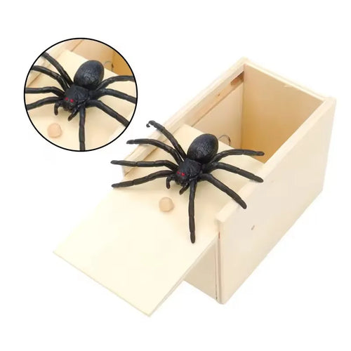 Wooden Spider Prank Box Funny Toy Surprise Spider Scare Box Gag Joke
