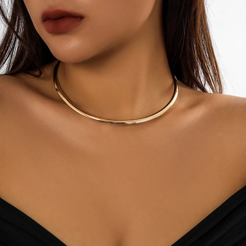 Elegant Simple Chunky Circle Torques Necklace for Women Trendy Choker