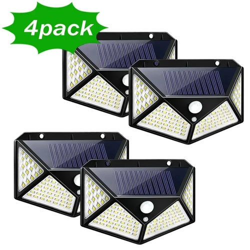 1/2/4PCS New Solar Lights Outdoor Wall Lamp PIR Motion Sensor 100LED