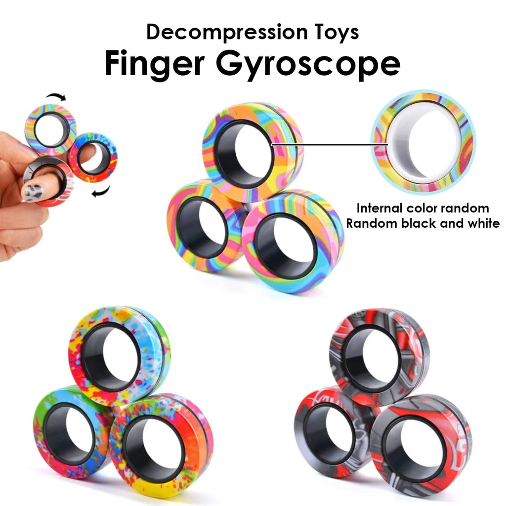 3Pcs Magnetic Rings Fidget Toy Set Adult Fidget Magnets Spinner Rings