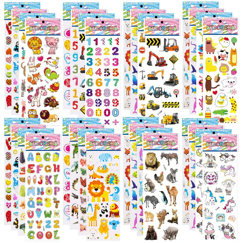 5 Sheets Kids Stickers Puffy Stickers for Children Birthday Christmas