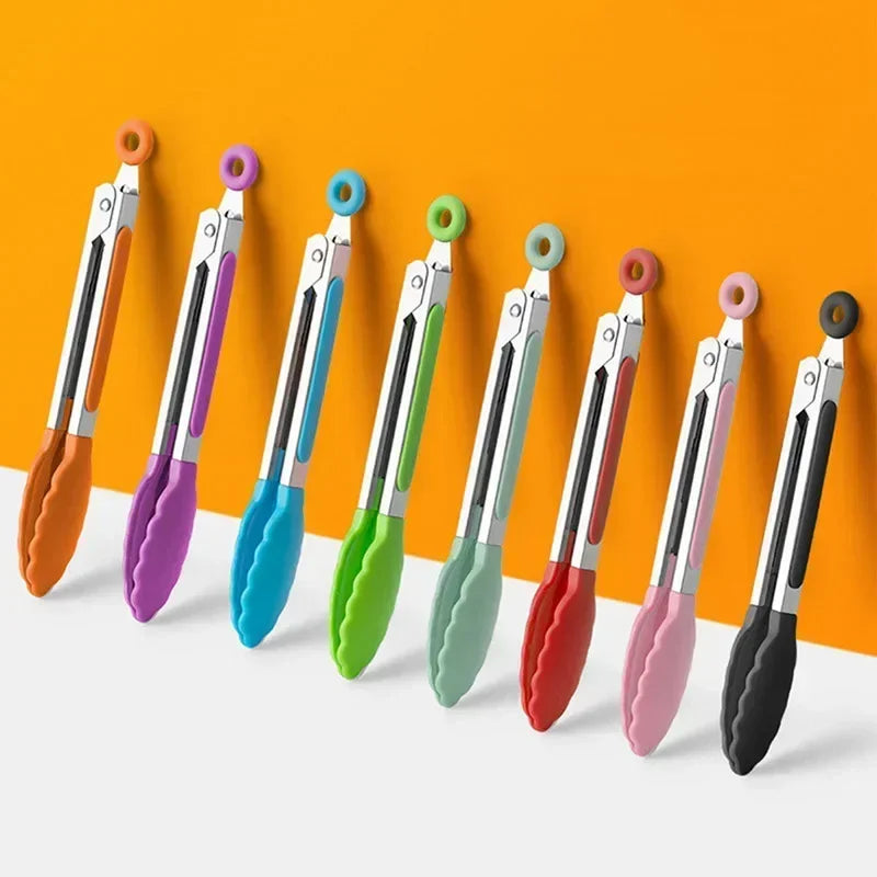 7 Inch Food Tongs Creative Non-slip BBQ Grilling Tongs Salad Bread