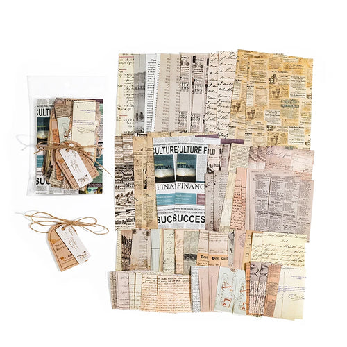 JIANQI 100pcs/pack Decor Scrapbook Vintage Materials Paper Combo Kit