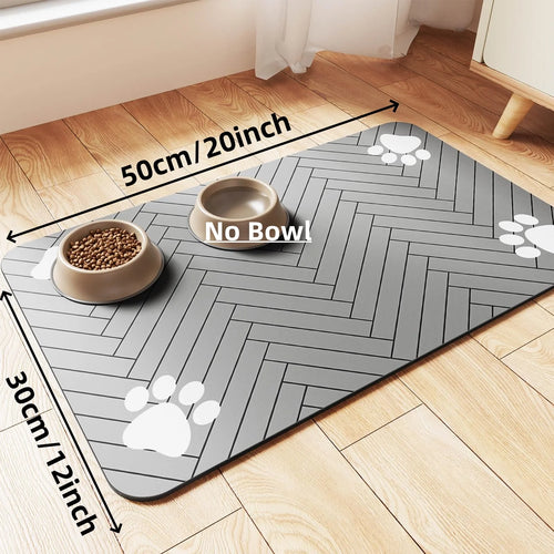 Pet Feeding Mat-Absorbent Pet Placemat for Food and Water Bowl, with