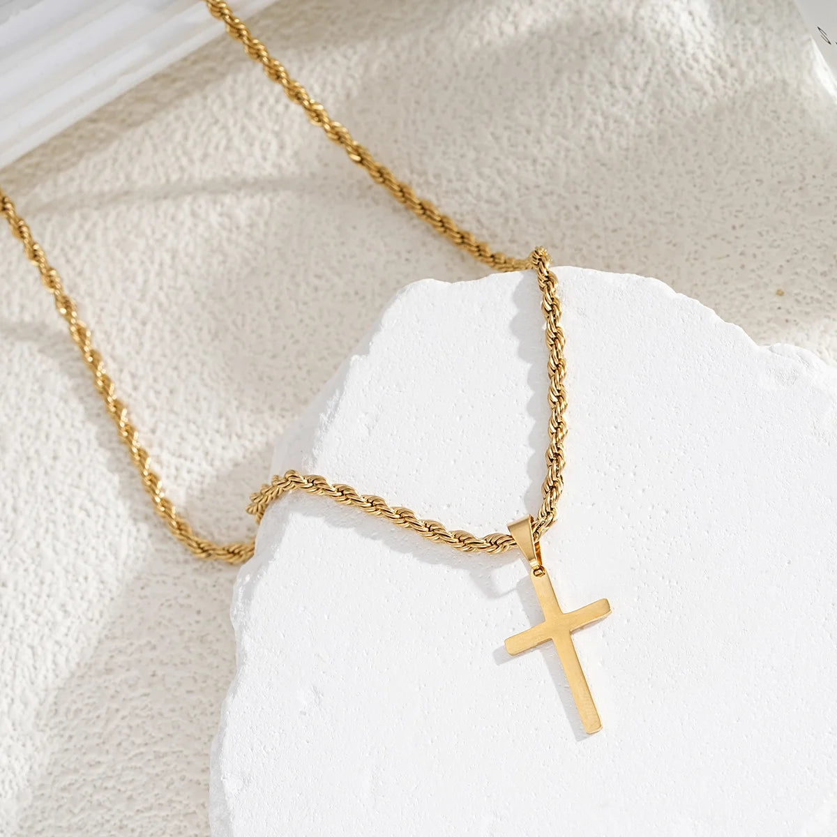 New Stainless Steel Cross Pendant Necklace for Men Women Minimalist