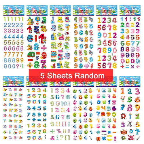 5 Sheets Kids Stickers Puffy Stickers for Children Birthday Christmas
