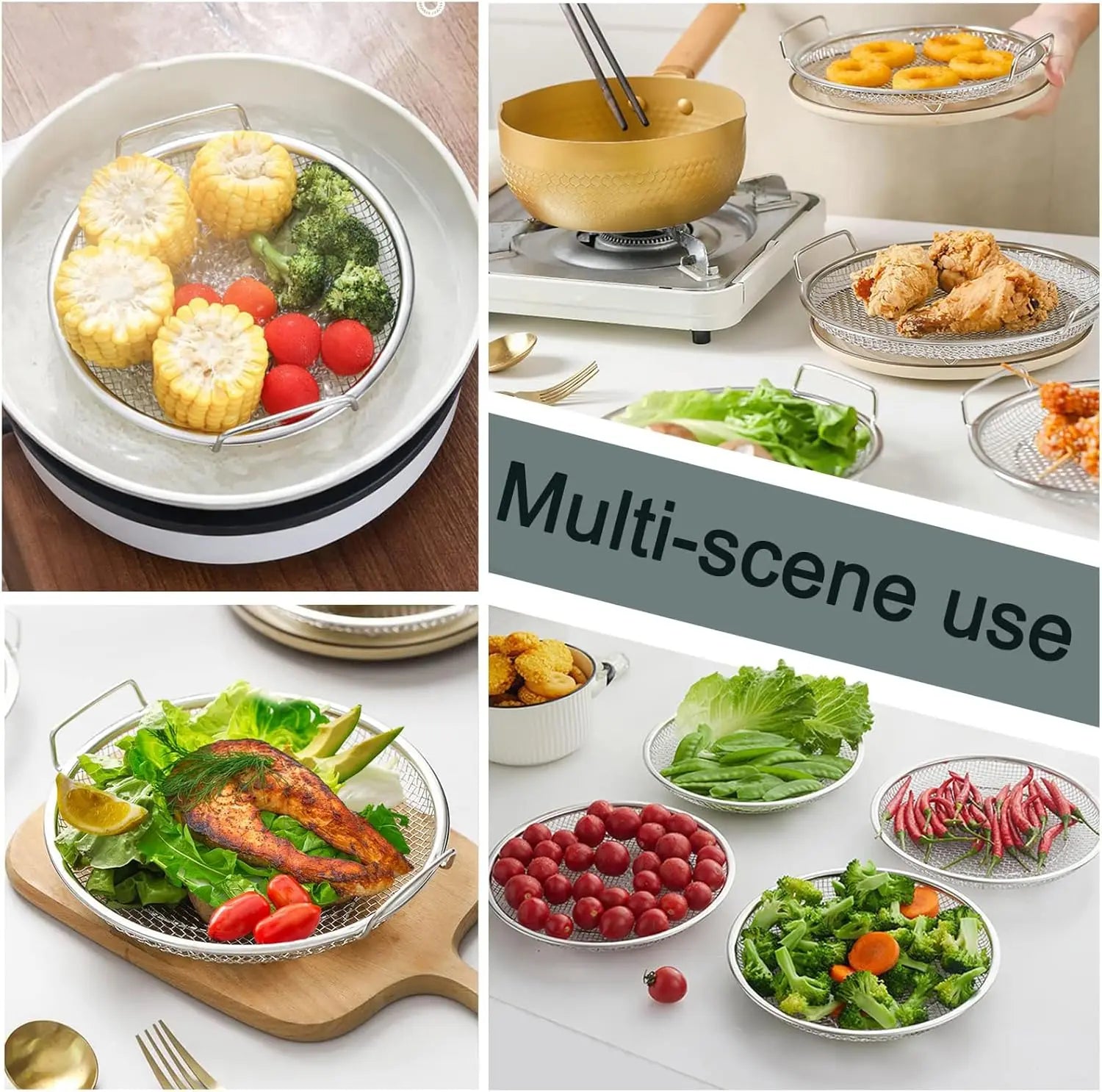 Kitchen Oil Filter Tray Stainless Steel Air Fryer Mesh Pan Draining