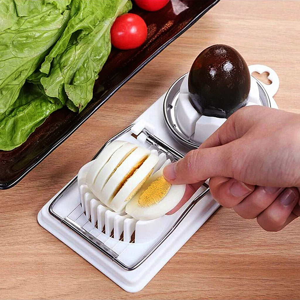 Multifunctional PP Base egg cutter 2-in-1 stainless steel wire pull