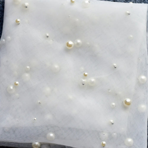 Short Wedding Veil for Bride Pearls Beaded Bridal Veils with Comb Soft