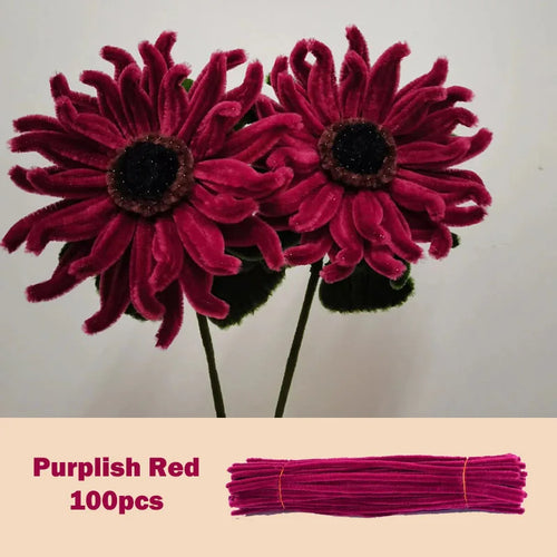 100pcs Colorful Chenille Stems Pipe Cleaners Plush Tinsel Stem Wired