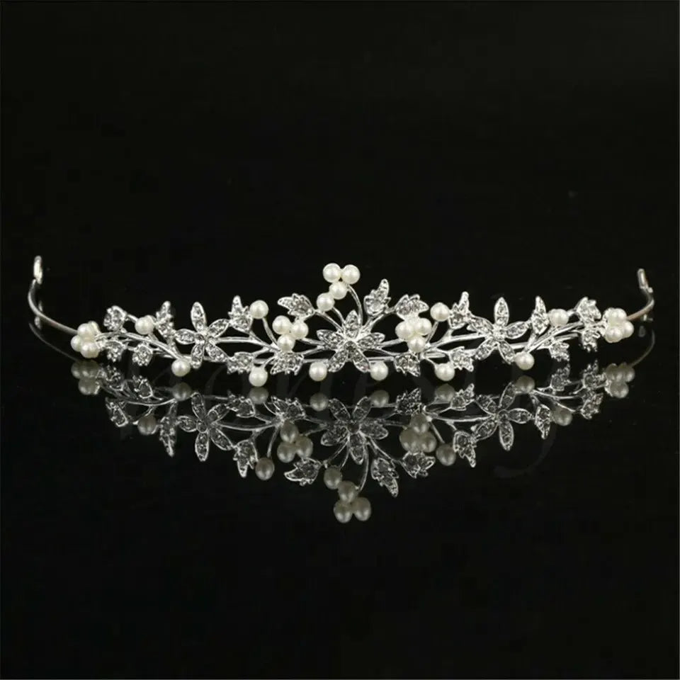 Bride Pearl Crown Headband Diamond Hair Accessories Alloy Rhinestone