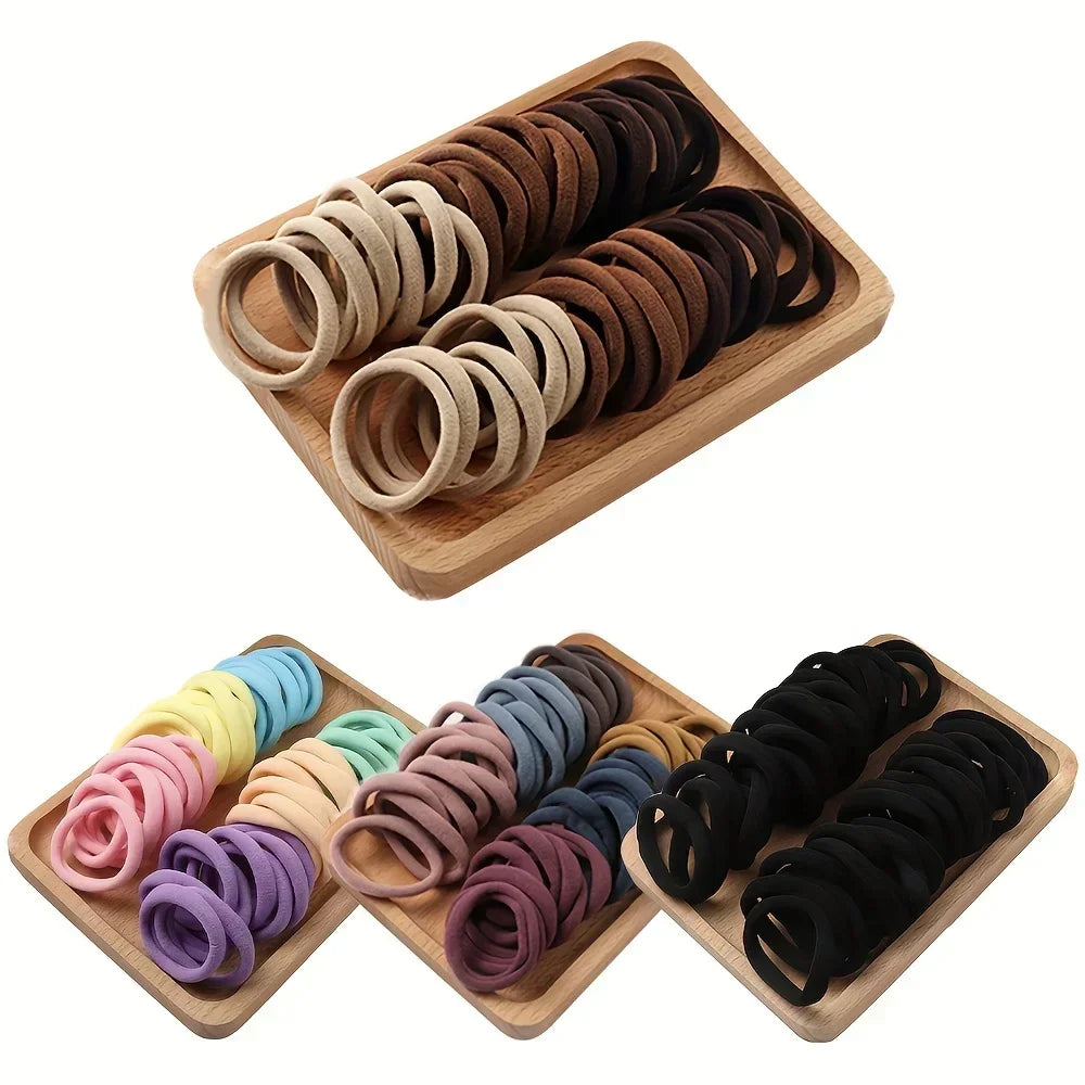 50/100pcs Soft Elastic Hair Ties Hair Bands Decorative Hair