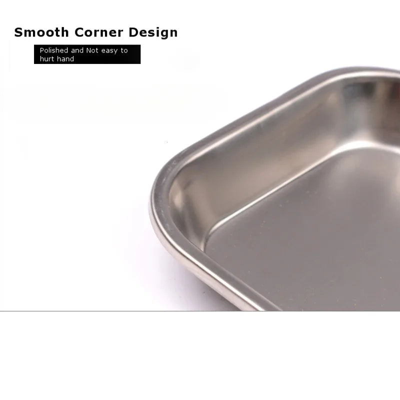 1/2pcs Kitchen Tray Stainless Steel Square Storage Tray Dental Medical