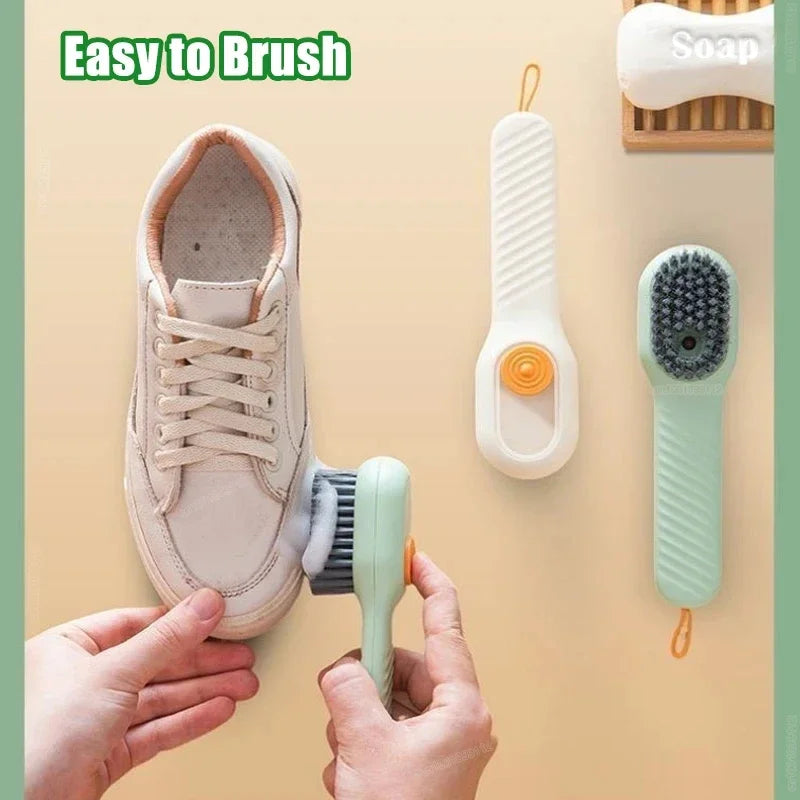 1/2pcs Shoes Brush Automatic Liquid Discharge Multifunction Press Out