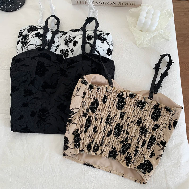 ITOOLIN Women Sweet Elastic Camis Underwear Padded Bra Spaghetti Cute